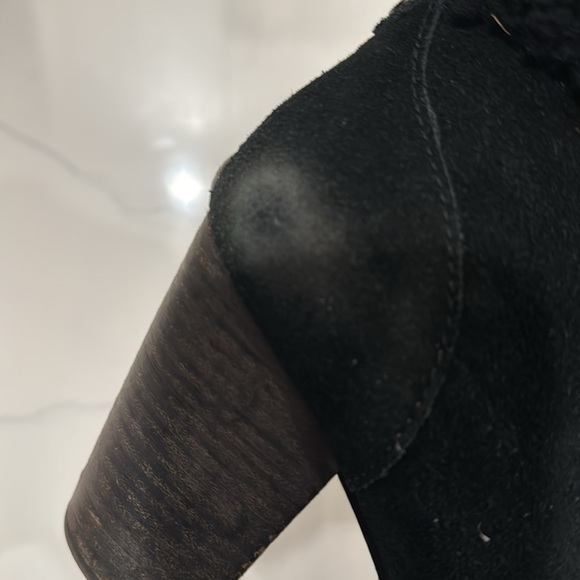 Uggs black suede high heel lace-up booties. Size 11. Pre-worn, well-loved. - Picture 7 of 14